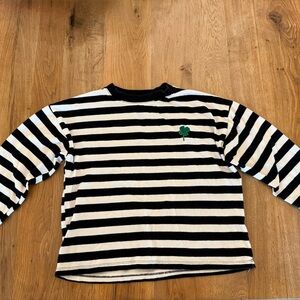 Zara Kids Black and White Striped Long Sleeve Tee